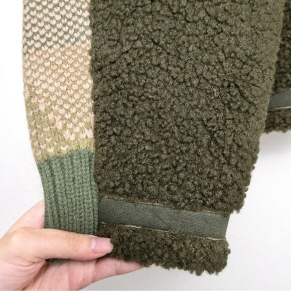 NWT BlankNYC Timber Sweater Cropped Jacket L Olive Teddy Cardigan Sherpa Plaid - Picture 12 of 12